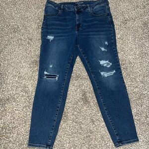 Maurices Dark Blue Ripped Skinny Jeans